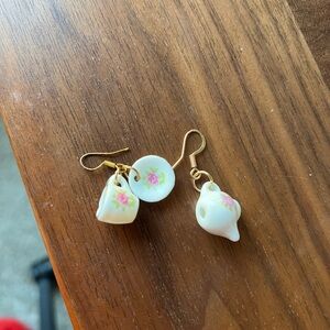 Floral Teapot and Saucer Earrings